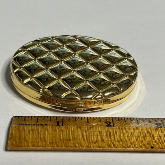 VTG Gold Tone Oval Compact Double Mirror Case 2.75"x2.25" - Picture 10 of 13